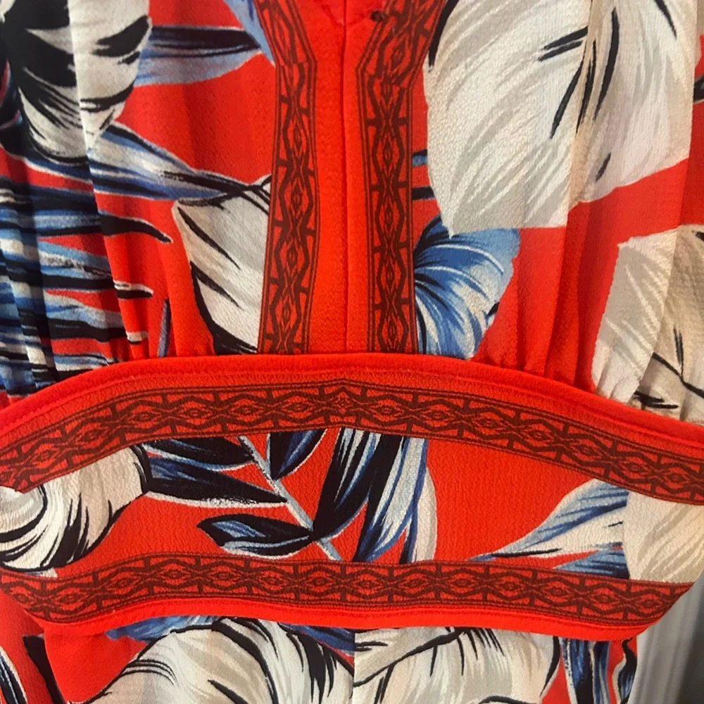 Vibrant Red Floral Maxi Jumpsuit - Picture 2 of 4